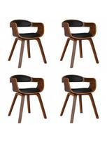 dirbtines odos kedes 4 - Valgomojo kėdė VLX Bentwood 3092383, juoda/medžio, 4 vnt. - 2 nuotrauka