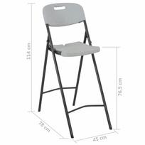 Sulankstomos baro kėdės, 2 vnt., baltos, HDPE ir plienas