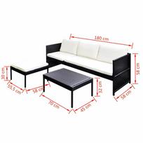 Sodo baldų komplektas VLX 3 Piece Garden Lounge Set 41382