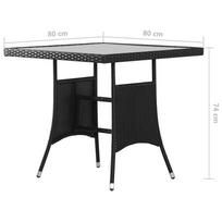 Lauko stalas VLX Garden Table 43930, juodas, 80 x 80 x 74 cm