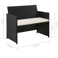 Sodo sofa VLX 2 Seater Garden Sofa 43910, juoda