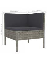lauko baldai 4 vietu - Lauko baldų komplektas VLX 6 Piece Garden Lounge Set Poly Rattan, pilkas/rudas, 4 vietų - 7 nuotrauka