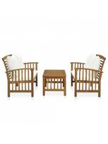 lauko baldai 4 vietu - Lauko baldų komplektas VLX 3 Piece Garden Lounge Set 3057976, kreminės spalvos/rudas, 4 vietų - 3 nuotrauka
