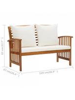 lauko baldai 4 vietu - Lauko baldų komplektas VLX 3 Piece Garden Lounge Set 3057976, kreminės spalvos/rudas, 4 vietų - 8 nuotrauka