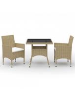 Lauko baldų komplektas VLX Garden Dining Set Poly Rottan, kreminės spalvos/rudas, 2 vietų