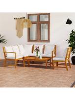 Lauko baldų komplektas VLX 5 Piece Garden Lounge Set 3057770, kreminės spalvos, 6 vietų