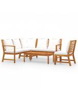 lauko baldai - Lauko baldų komplektas VLX 5 Piece Garden Lounge Set 3057770, kreminės spalvos, 6 vietų - 4 nuotrauka