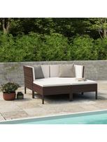 baldai - Lauko baldų komplektas VLX Leisure Furniture Set 3056965, kreminės spalvos/rudas, 2-4 vietų - 3 nuotrauka
