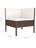 baldai - Lauko baldų komplektas VLX Leisure Furniture Set 3056965, kreminės spalvos/rudas, 2-4 vietų - 5 nuotrauka