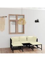 Lauko baldų komplektas VLX Poly Rattan 5 Piece, juodas/kreminės spalvos, 3-5 vietų