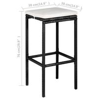 Lauko baldų komplektas VLX Bar Poly Rattan 5 Piece, juodas/kreminės spalvos, 4 vietų