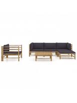 lauko baldai 4 - Lauko baldų komplektas VLX Garden Lounge Set Bamboo, pilkas/rudas, 4-5 vietų - 1 nuotrauka