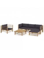 lauko baldai 4 - Lauko baldų komplektas VLX Garden Lounge Set Bamboo, pilkas/rudas, 4-5 vietų - 2 nuotrauka