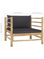 lauko baldai 4 - Lauko baldų komplektas VLX Garden Lounge Set Bamboo, pilkas/rudas, 4-5 vietų - 10 nuotrauka