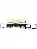 Lauko baldų komplektas VLX Garden Lounge Set 3059782, juodas/kreminės spalvos, 6 vietų