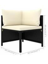 lauko baldu komplektas 6 vietu - Lauko baldų komplektas VLX Garden Lounge Set 3059782, juodas/kreminės spalvos, 6 vietų - 9 nuotrauka