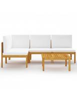 poilsio komplektas vidaxl - Lauko baldų komplektas VLX Lounge Set 5 Piece, kreminės spalvos/rudas, 4 vietų - 2 nuotrauka