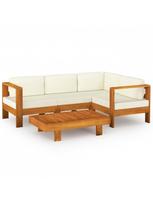 lauko baldai - Lauko baldų komplektas VLX Lounge Set 5 Piece, kreminės spalvos/rudas, 4 vietų - 2 nuotrauka