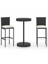 baro baldai - Lauko baldų komplektas VLX Garden Bar Set Polu Rottan, juodas, 2 vietų - 1 nuotrauka