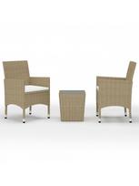 lauko baldu 2 vietu - Lauko baldų komplektas VLX Bistro Set Poly Rattan, kreminės spalvos, 2 vietų - 1 nuotrauka