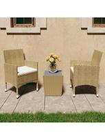 lauko baldu 2 vietu - Lauko baldų komplektas VLX Bistro Set Poly Rattan, kreminės spalvos, 2 vietų - 2 nuotrauka