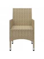 lauko baldu 2 vietu - Lauko baldų komplektas VLX Bistro Set Poly Rattan, kreminės spalvos, 2 vietų - 6 nuotrauka