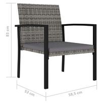 Lauko baldų komplektas VLX Poly Rattan 5 Piece, juodas/pilkas, 4 vietų