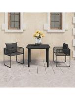 lauko baldu 2 vietu - Lauko baldų komplektas VLX PVC Rattan 3 Piece, juodas, 2 vietų - 1 nuotrauka