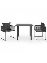 lauko baldu 2 vietu - Lauko baldų komplektas VLX PVC Rattan 3 Piece, juodas, 2 vietų - 2 nuotrauka