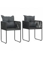 lauko baldu 2 vietu - Lauko baldų komplektas VLX PVC Rattan 3 Piece, juodas, 2 vietų - 6 nuotrauka