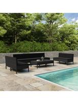 lauko baldu komplektas 10 vietu - Lauko baldų komplektas VLX Garden Furniture Set 3056979, juodas, 8 vietų - 3 nuotrauka
