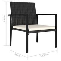 Lauko baldų komplektas VLX Poly Rattan 5 Piece, juodas, 4 vietų