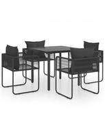 lauko baldai 4 vietu - Lauko baldų komplektas VLX PVC Rattan 3060095, juodas, 4 vietų - 1 nuotrauka
