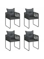 lauko baldai 4 vietu - Lauko baldų komplektas VLX PVC Rattan 3060095, juodas, 4 vietų - 5 nuotrauka