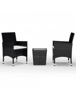 Lauko baldų komplektas VLX Poly Rattan Bistro, juodas, 2 vietų