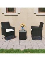 3 daliu lauko baldai - Lauko baldų komplektas VLX Poly Rattan Bistro, juodas, 2 vietų - 3 nuotrauka