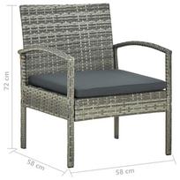 Lauko baldų komplektas VLX Poly Rattan 45787, pilkas, 4 vietų