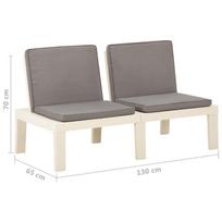 Suoliukas VLX Garden Bench With Cushion 3059825, baltas/pilkas, 130 cm x 65 cm x 70 cm