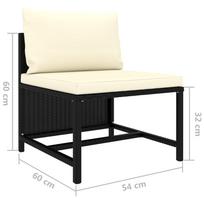 Lauko sofa VLX Poly Rattan 3 Piece, juoda, 168 cm x 60 cm x 60 cm