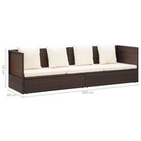 Lauko sofa VLX Poly Rattan 49392, ruda/kreminė, 200 cm x 60 cm x 58 cm
