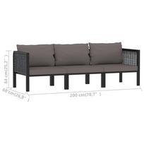 Suoliukas VLX 3 Seater Sofa 49400, pilkas, 68 cm x 200 cm x 64 cm