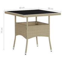 Lauko stalas VLX Outdoor Dining Table 310551, smėlio, 80 x 80 x 75 cm