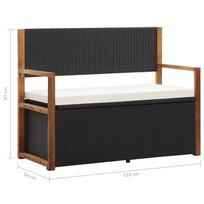 Suoliukas VLX Poly Rattan, rudas/juodas, 110 cm x 56 cm x 87 cm