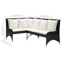 Lauko sofa VLX Poly Rattan, juoda, 62 cm x 130 cm x 90 cm