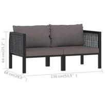 Suoliukas VLX Seater Sofa, antracito, 68 cm x 136 cm x 64 cm