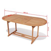 Lauko stalas VLX Solid Teak Wood, rudas, 1800 x 900 x 750 cm