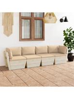 Lauko baldų komplektas VLX 4-Seater Pallet Sofa With Cushions, smėlio, 4 vietų