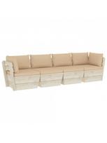 lauko baldai 4 vietu - Lauko baldų komplektas VLX 4-Seater Pallet Sofa With Cushions, smėlio, 4 vietų - 2 nuotrauka