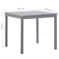 Lauko stalas VLX Solid Acacia Wood, pilkas, 80 x 80 x 74 cm