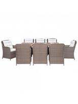 Lauko baldų komplektas VLX Garden Dining Set 3057801, kreminės spalvos/rudas, 8 vietų